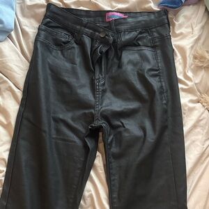 Black Edikted leather pants Stretchy Flared